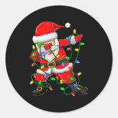 Dabbing Santa Funny Christmas Shirts Women 2024 Bo Runder Aufkleber (Vorderseite)