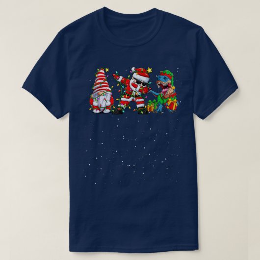 Dabbing Santa Gnomes Dinosaur Weihnachten Merry Ch T-Shirt (Design vorne)