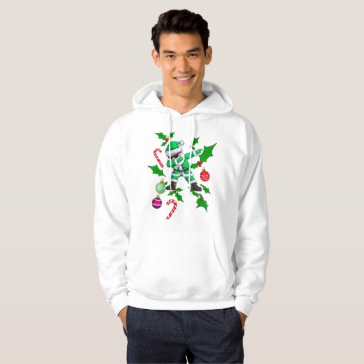 Dabbing Santa- Green & White Christmas Design Hoodie (Vorne ganz)
