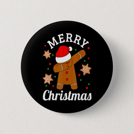Dabbing Santa Hat Gingerbread Man Xmas For Girls T Button (Vorderseite)