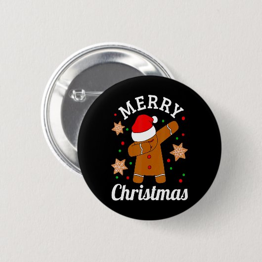 Dabbing Santa Hat Gingerbread Man Xmas For Girls T Button (Vorne & Hinten)