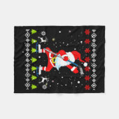 Dabbing Santa Hockey Ugly Christmas Sweater Xmas Fleecedecke (Vorderseite (Horizontal))