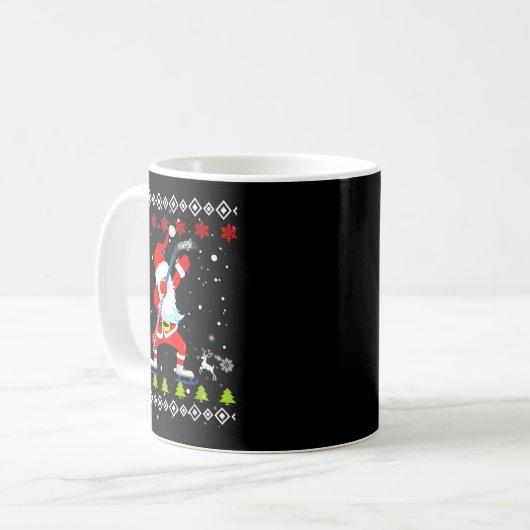 Dabbing Santa Hockey Ugly Christmas Sweater Xmas  Kaffeetasse (Vorderseite Links)