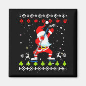 Dabbing Santa Hockey Ugly Christmas Sweater Xmas  Magnet (Vorne)