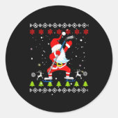 Dabbing Santa Hockey Ugly Christmas Sweater Xmas Runder Aufkleber (Vorderseite)