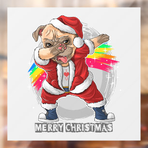 Dabbing Santa Mops Fensteraufkleber