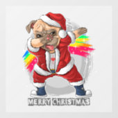 Dabbing Santa Mops Fensteraufkleber (Blatt)