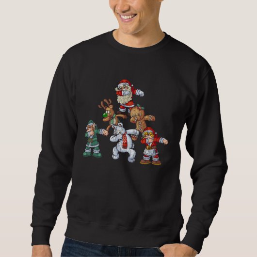 Dabbing Santa Reindeer Elf Bear Gingerbread Chris Sweatshirt (Vorderseite)