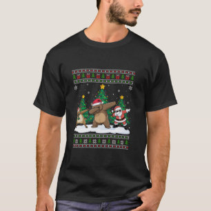 Dabbing Santa Reindeer Grizzly Bären Tree Lights U T-Shirt