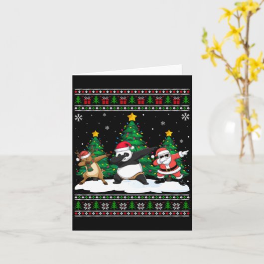 Dabbing Santa Reindeer Panda Tree Lights Ugly Xmas Karte (Gelbe Blume)