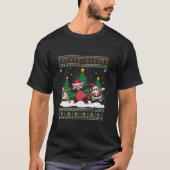 Dabbing Santa Reindeer Red Panda Tree Lights Ugly T-Shirt (Vorderseite)