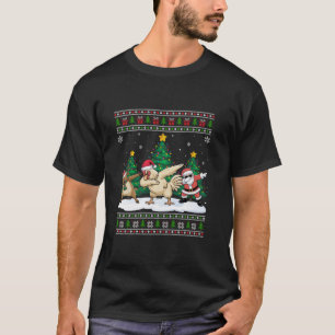 Dabbing Santa Rentier Hühnerbaum Lichter Ugly Xm T-Shirt