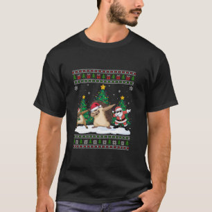 Dabbing Santa Rentier Igel Tree Lights Ugly X T-Shirt