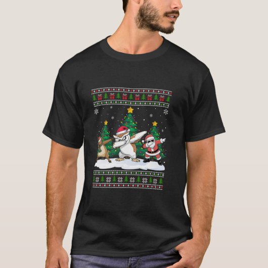 Dabbing Santa Rentier Schneedecke Schneebäume Lich T-Shirt (Vorderseite)