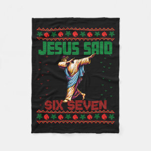 Dabbing Santa sagt Six Seven 67 Meme Hässlicher We Fleecedecke