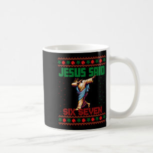 Dabbing Santa sagt Six Seven 67 Meme hässlicher We Kaffeetasse
