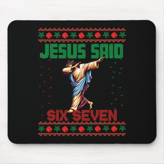 Dabbing Santa sagt Six Seven 67 Meme Hässlicher We Mousepad (Vorne)