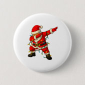 Dabbing Santa Shirt Xmas Lights Girls Boys Kids Ch Button (Vorderseite)