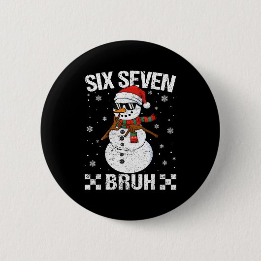 Dabbing Santa Snowman 6 7 Meme Christmas Six Seven Button (Vorderseite)