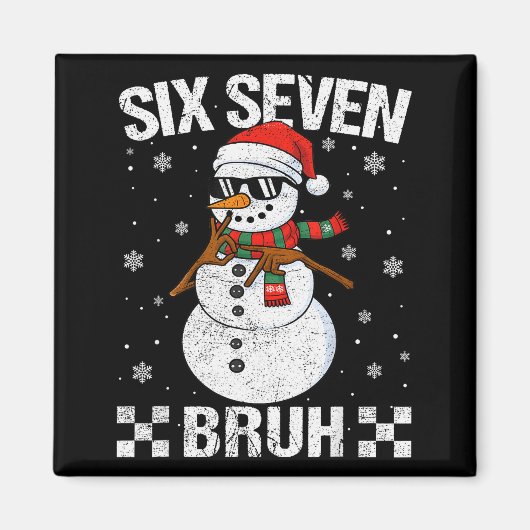 Dabbing Santa Snowman 6 7 Meme Christmas Six Seven Magnet (Vorne)