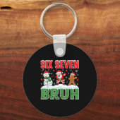 Dabbing Santa Snowman 6 7 Meme Christmas Six Seven Schlüsselanhänger (Vorderseite)