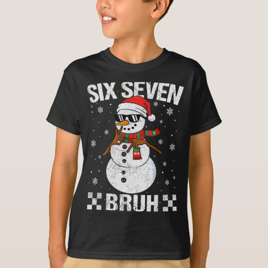 Dabbing Santa Snowman 6 7 Meme Christmas Six Seven T-Shirt (Vorderseite)