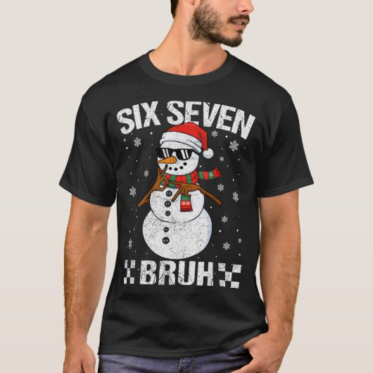 Dabbing Santa Snowman 6 7 Meme Christmas Six Seven T-Shirt (Vorderseite)