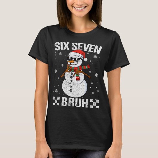 Dabbing Santa Snowman 6 7 Meme Christmas Six Seven T-Shirt (Vorderseite)