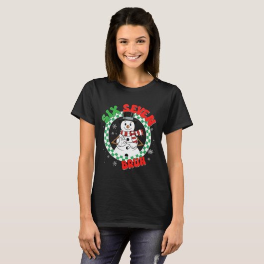 Dabbing Santa Snowman 6 7 Meme Christmas Six Seven T-Shirt (Vorne ganz)
