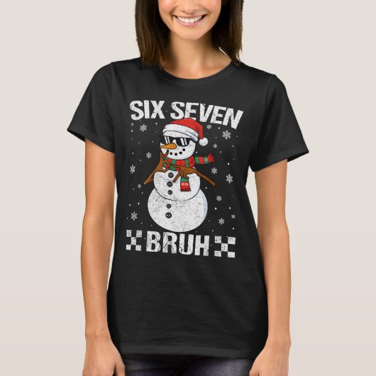 Dabbing Santa Snowman 6 7 Meme Christmas Six Seven T-Shirt (Vorderseite)