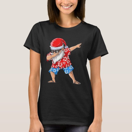 Dabbing Santa Tropical Island Christmas Hawaiian X T-Shirt (Vorderseite)