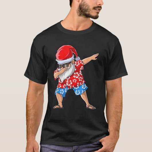 Dabbing Santa Tropical Island Christmas Hawaiian X T-Shirt (Vorderseite)