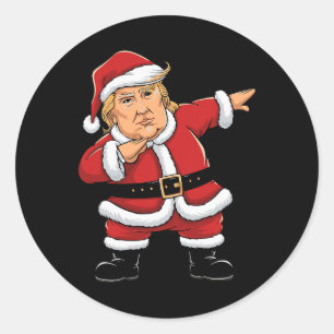 Dabbing Santa Trump Weihnachten Lights Girls Boys Runder Aufkleber
