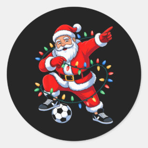Dabbing Santa Xmas Lichter Fußball Weihnachten Jun Runder Aufkleber
