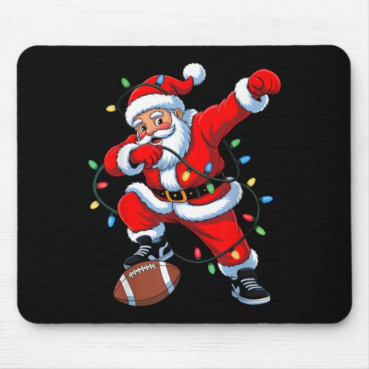 Dabbing Santa Xmas Lights Football Christmas Boys Mousepad (Vorne)