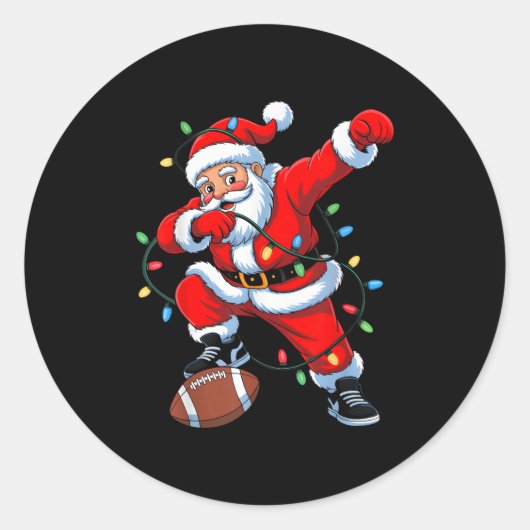 Dabbing Santa Xmas Lights Football Christmas Boys Runder Aufkleber (Vorderseite)