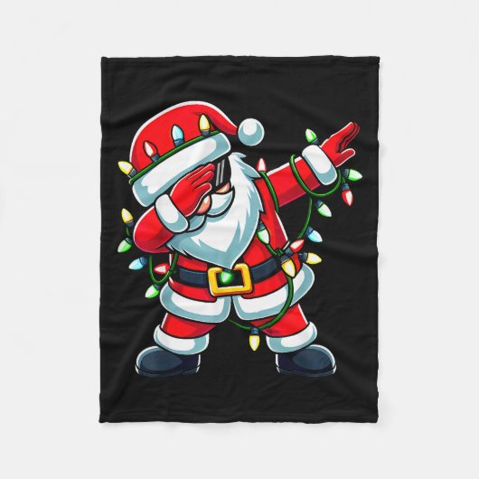 Dabbing Santa Xmas Lights Funny Christmas Men Wome Fleecedecke (Vorderseite)