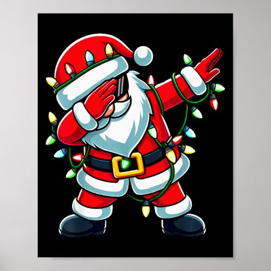 Dabbing Santa Xmas Lights Funny Christmas Men Wome Poster (Vorne)