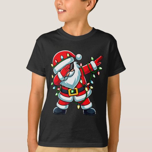 Dabbing Santa Xmas Lights Funny Christmas Men Wome T-Shirt (Vorderseite)