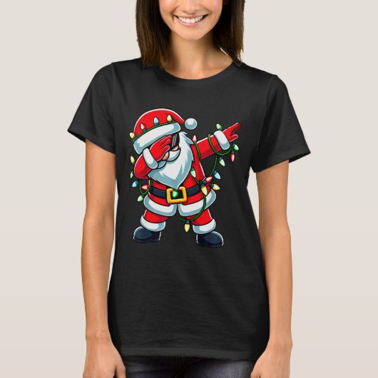 Dabbing Santa Xmas Lights Funny Christmas Men Wome T-Shirt (Vorderseite)