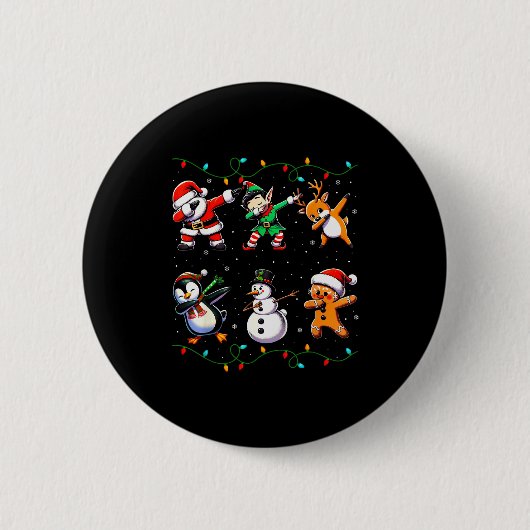 Dabbing Santa Xmas Lights Kids Girls Boys Christma Button (Vorderseite)