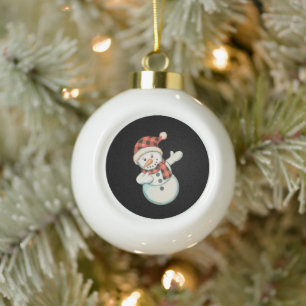 Dabbing Schneemann Holzfäller Büffel Kariert Weihn Keramik Kugel-Ornament