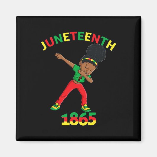 Dabbing Schwarze Prinzessin Juneteenth 1865 Braune Magnet (Vorne)
