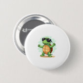 Dabbing Sea Turtle Animal Lover Rettete die Schild Button (Vorne & Hinten)