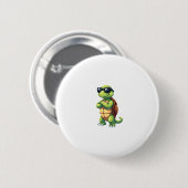 Dabbing Sea Turtle Animal Lover Rettete die Schild Button (Vorne & Hinten)
