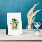 Dabbing Sea Turtle Animal Lover Rettete die Schild Fotoplatte (Seite)