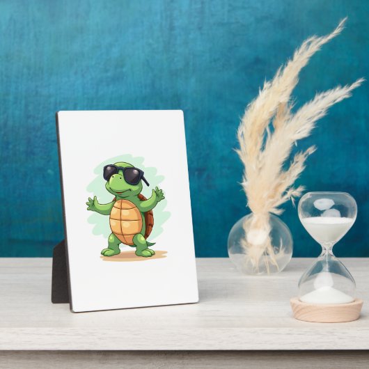 Dabbing Sea Turtle Animal Lover Rettete die Schild Fotoplatte (Seite)