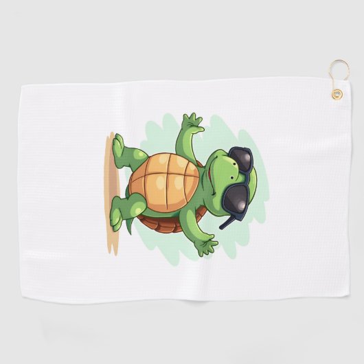 Dabbing Sea Turtle Animal Lover Rettete die Schild Golfhandtuch (Horizontal)
