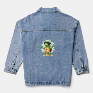 Dabbing Sea Turtle Animal Lover Rettete die Schild Jeansjacke