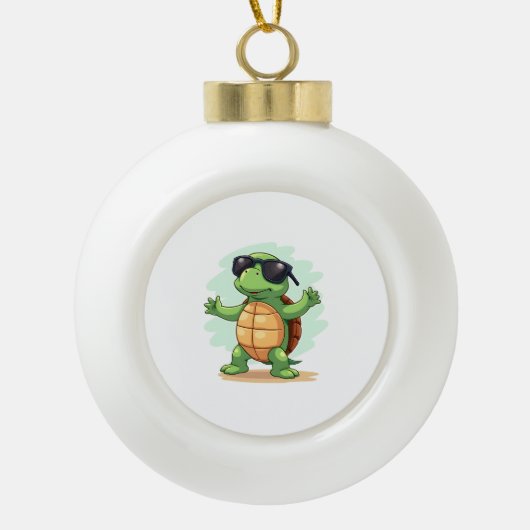 Dabbing Sea Turtle Animal Lover Rettete die Schild Keramik Kugel-Ornament (Vorderseite)